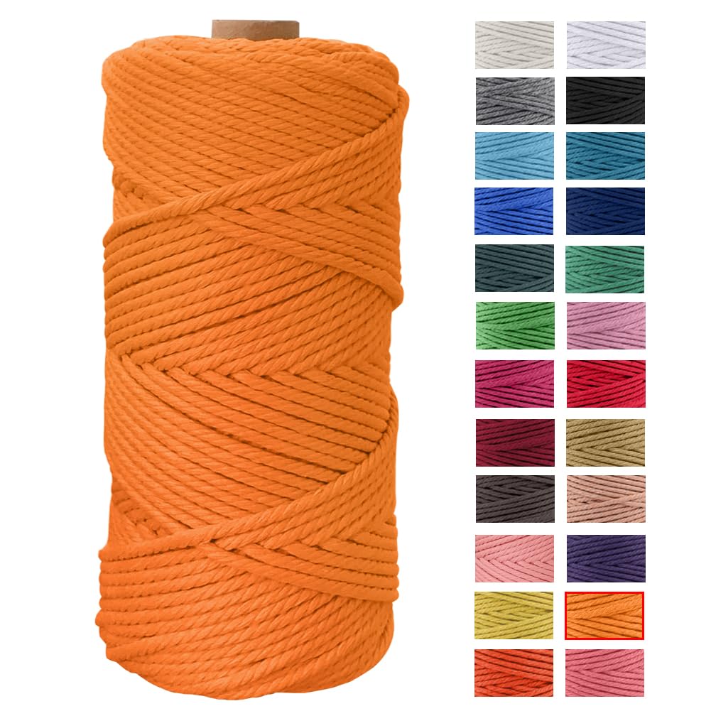 Macrame Cord 4mm x 109 Yards, JeogYong Thick Natural Cotton Cord Yarn Thread, 4-Strand Twisted Spool Twine String Cotton Rope for DIY Crafts, Wall Hangings, Plant Hangers, Home Decorations (Golden) — image 1