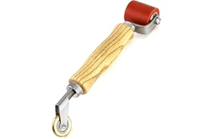 QWORK Seam Roller, 40mm Silicone Seam Roller with 6mm Brass Detail Penny Roller, Smoothing Seam Roller Tool for PVC/TPO/EPDM Single Ply Roofing Tape