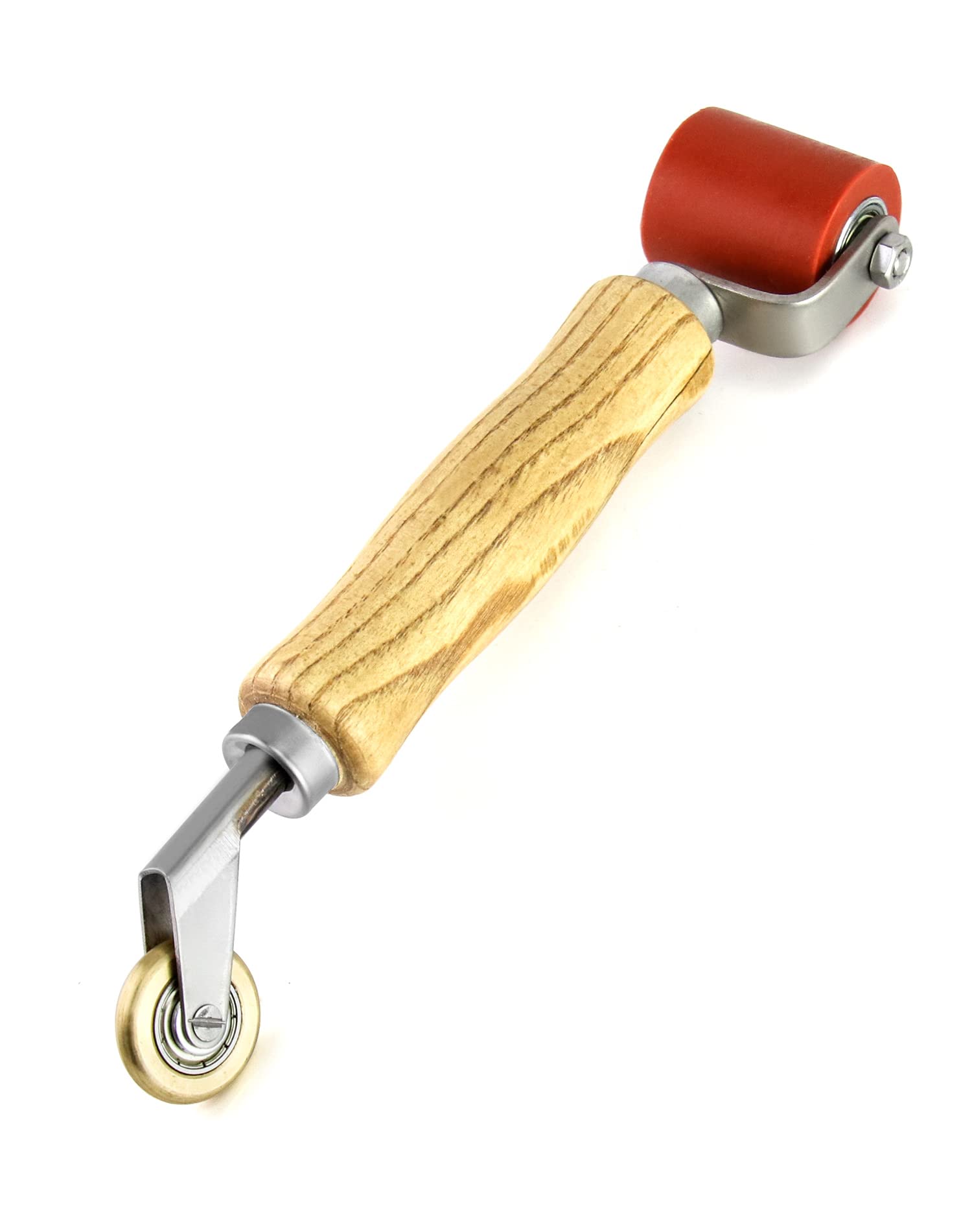QWORK® 2 in 1 Seam Roller, 40mm Silicone Seam Roller and 6mm Brass Detail Penny Roller, Smoothing Seam Roller Tool for PVC/TPO/EPDM Single Ply Roofing Tape