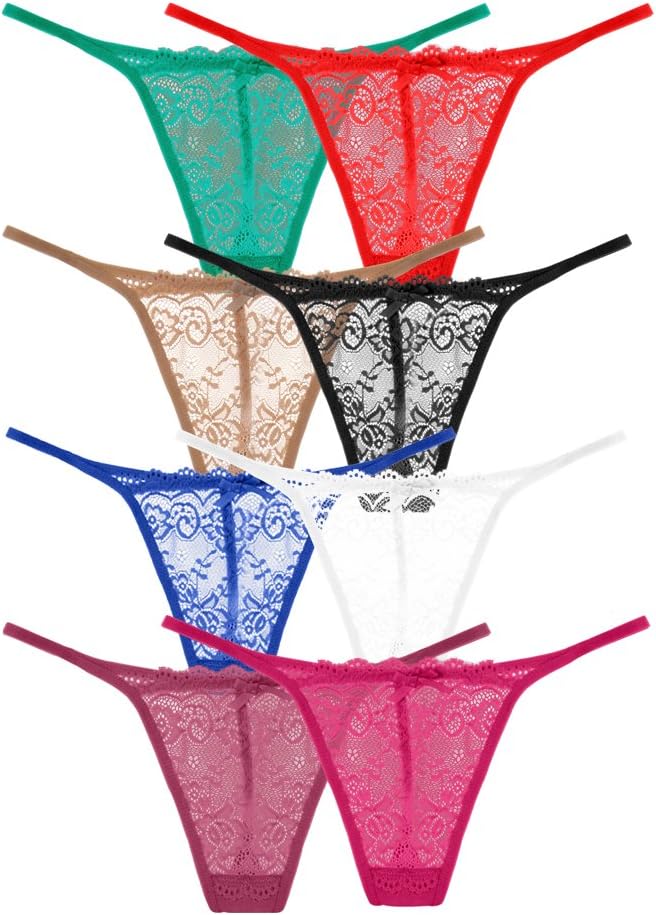 youmita Intimates 12 Pack Lace Thong Panties in Assorted Colors