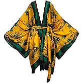 Plus Size Summer Cover up Cardigan Fashion Sexy African Holiday Party Long Sleeve Silk Feeling Robe Kimono Kaftan