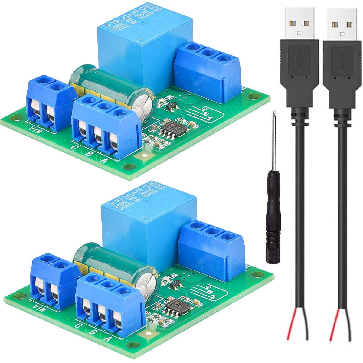 Youmile 2 pcs Water Level Controller Module 5V NE555 automatic water level control switch Liquid level sensor module with Water shortage protector with Male USB two-core cable screwdriver