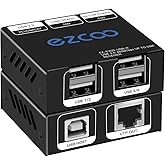Extensor USB de 165 pies, 164.0 ft, 4 puertos, USB 2.0 HUB por Cat5e Cat6, sincronización de trabajo de dos cámaras web, Plug