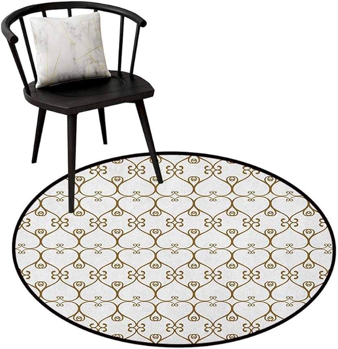 Tapete circular oriental abstracto, tres dimensiones, diseño geométrico