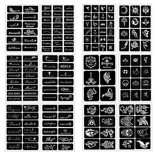 Koogel 434 PCS Semi Permanent Tattoo with Body Painting Pen,20 Sheets Girls&Boys Tattoo Stencil Temporary Tattoos for Women Body Art Template