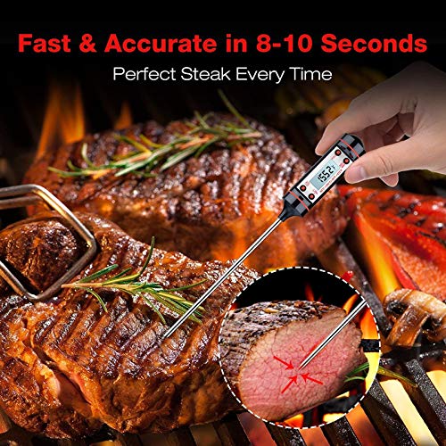 Meat Thermometer Cooking Thermometer [5.8 Inch Long Probe] with Instant Read, LCD Screen, Hold Function for Kitchen Food Smoker Grill BBQ Meat Candy Milk Water - Thumbnail 2
