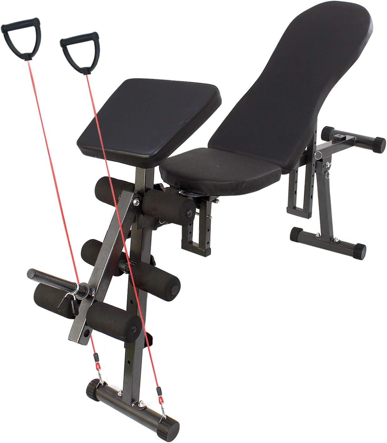 FITSY® Incline Decline Flat Sit Up AB Fitness Adjustable Workout Training Utility Exercise Bench with Resistance Band for Home Gym