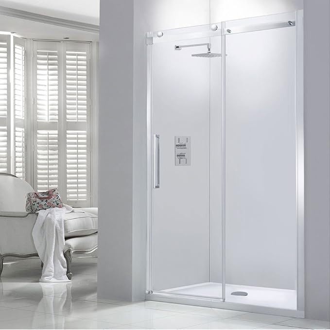 8mm Frameless Sliding Shower Door 1100mm Left Entry Amazon.co.uk