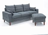 Panana Grey Fabric Corner Sofa 3 Seater with Ottoman L Shape Living Room Suite view 10
