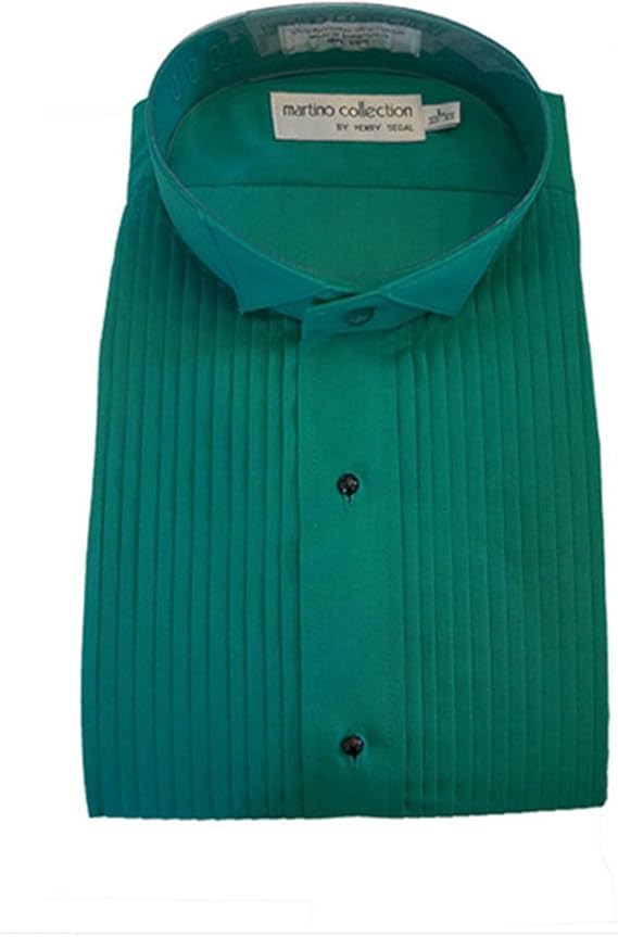 Henry Segal Mens 1/4 inch Pleat Wing Collar Poly/Cotton Tuxedo Shirt 17-17.5/32-33 Teal at 