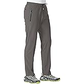 TBMPOY Men's Lightweight Hiking Travel Pants Athletic Outdoor Sports Elastic Waist Water Resistant Sweatpants 2 Pockets