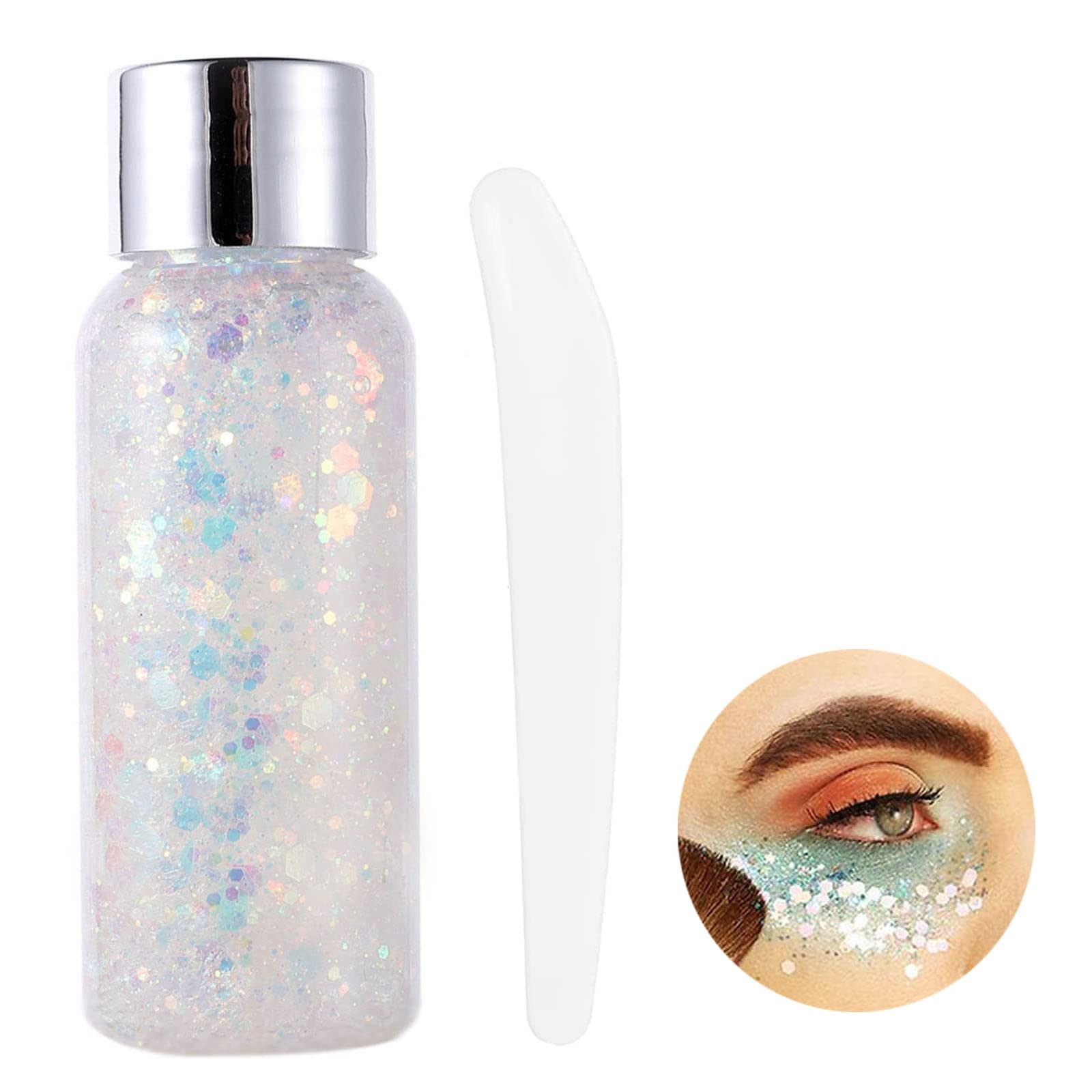 HTRUIYATY Mermaid Sequins Glitter Gel, 30g-White (Glitter Gel, Body Makeup, Hair Decoration, Arts)
