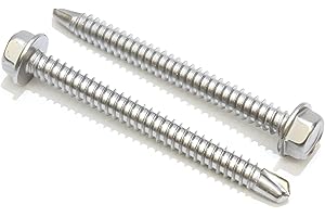 Bolt Dropper #14 x 2-1/2-Inch Stainless Steel TEK Screws - Pack of 50 Self-Tapping Screws - Corrosion-Resistant External Hex Washer Head Screws for Wood, Metal, Wet Environments, and Outdoor Projects