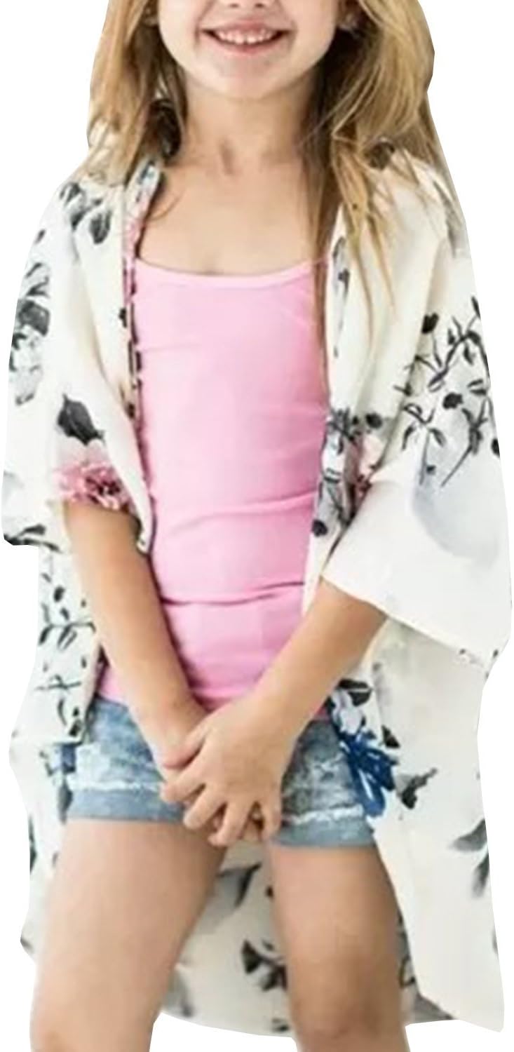 Girls Cardigans Kimono Floral Tops Summer Boho Cute Loose Cover Up Blouses