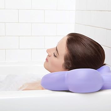 Best Bath Pillow Large Luxury With Powerful Suction Cups Purple Firm Quality Construction