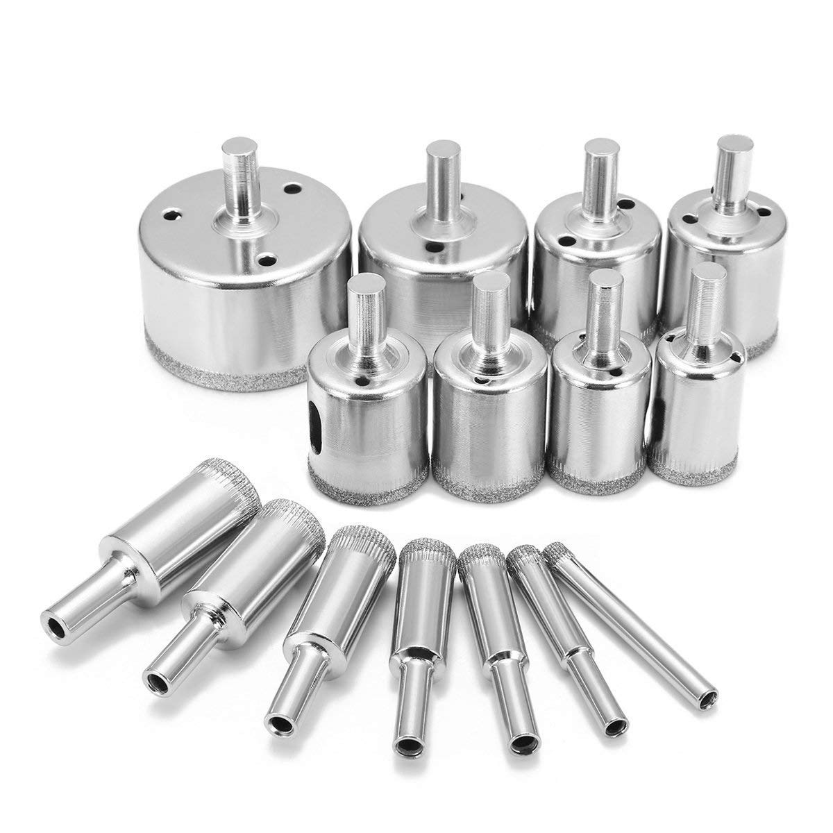 Gasea 15Pcs Diamond Drill Bit Set, Hole Saw Drill Bits Tools Diamond Hollow Core Cutter for Glass Tile Ceramic Marble Porcelain (φ6-50mm)