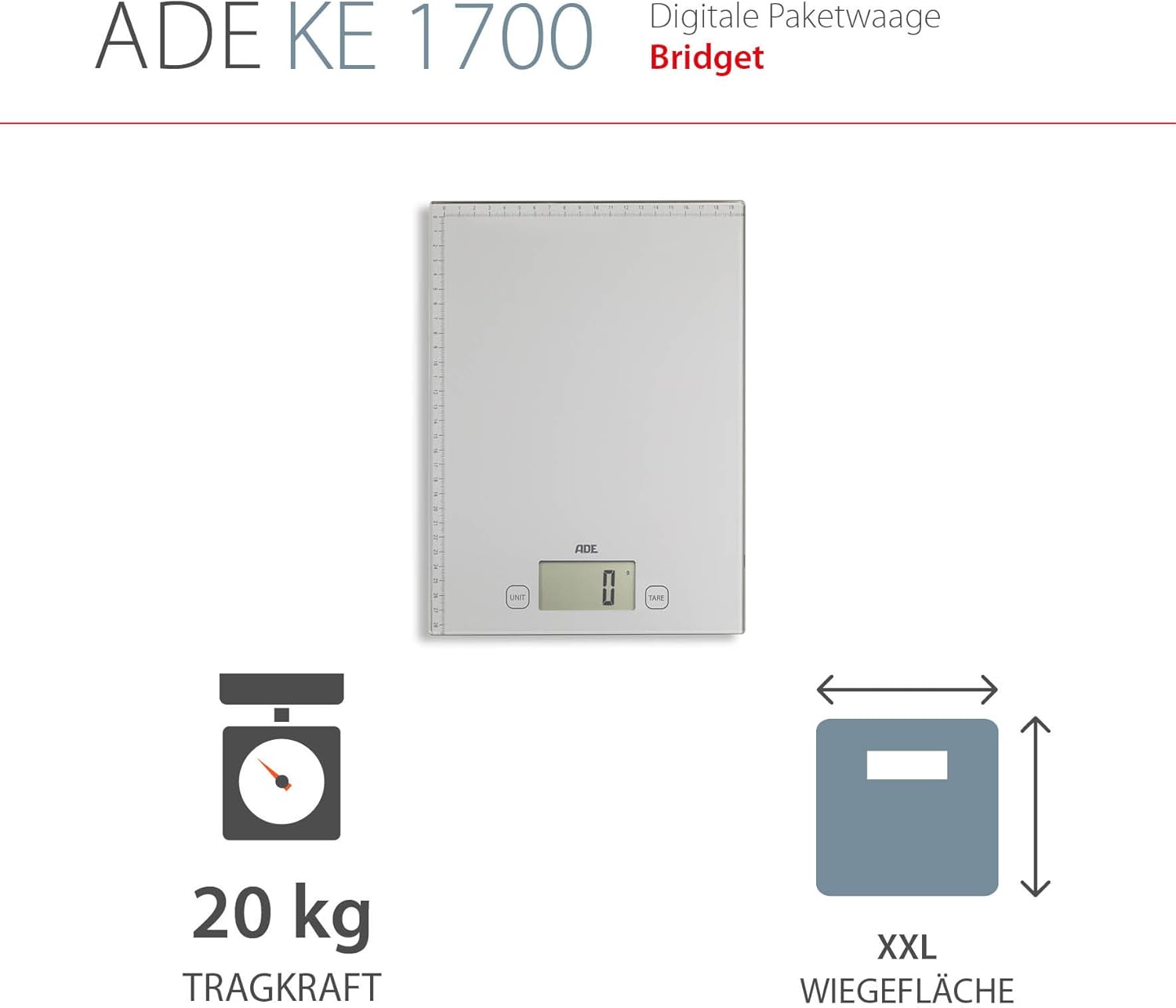 ADE Bridget Digital Kitchen Scale, 20 kg, KE1700 BigaMart