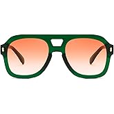 FEISEDY Retro Thick Aviator Sunglasses for Women Men, Large Vintage Classic Shades Square Pilot Sun Glasses B9174