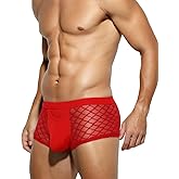 Casey Kevin Men's Underwear Sexy See Through Lace Boxer Briefs Mesh Trunks