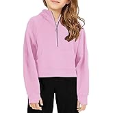 Doshoop Girls Half Ziper Collar Cropped Hoodies Long Sleeve Fleece Zip Up Pullover Sweatshirts