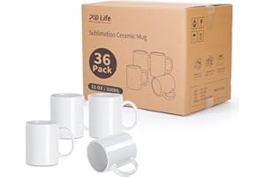PYD Life Sublimation Mugs Blank 11 OZ Bulk Coffee Mugs White Ceramic Photo Cups Wholesale for Cricut Mug Press Tumbler Heat Press Print 36 Pack…