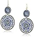 Miguel Ases Large Circle Swarovski Sapphire Double Drop Dangle Hoop Earrings