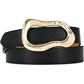 RISANTRY Black Belt for Women Stylish Gold Buckle Fashion Leather Waist Belt Perfect for Jeans and Dresses