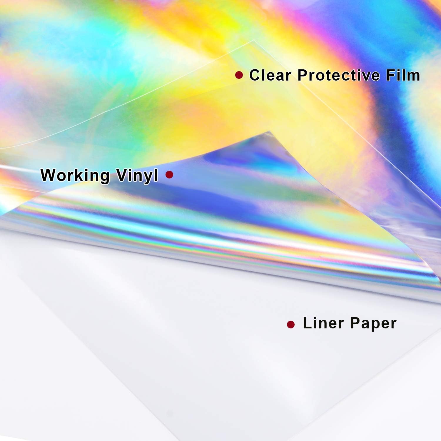 Holographic Glossy Rainbow Silver Adhesive Craft Vinyl 12 Inch X 6 Feet,Silver Vinyl: Arts, Crafts & Sewing