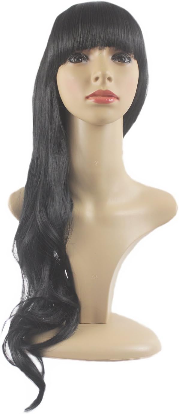 Xiaoyu Sexy and Charming Ladies Flat Bangs Long Curly Wig - Black - Image 3