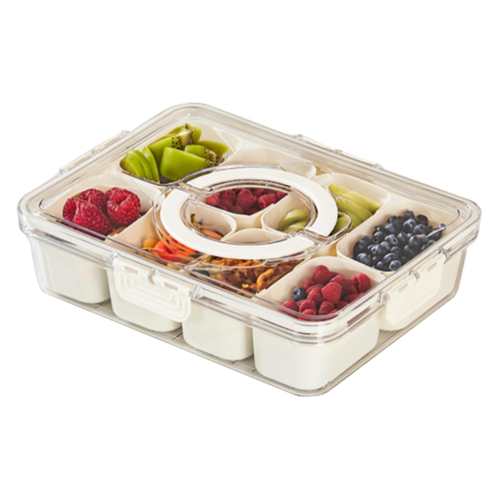 Photo 1 of Snack Box Container, Portable Travel Charcuterie Board with Lid, Refrigerator Food Storage Box, Snack Organizer, Divided Storage Containers, chopped salad box (8 Compartment)