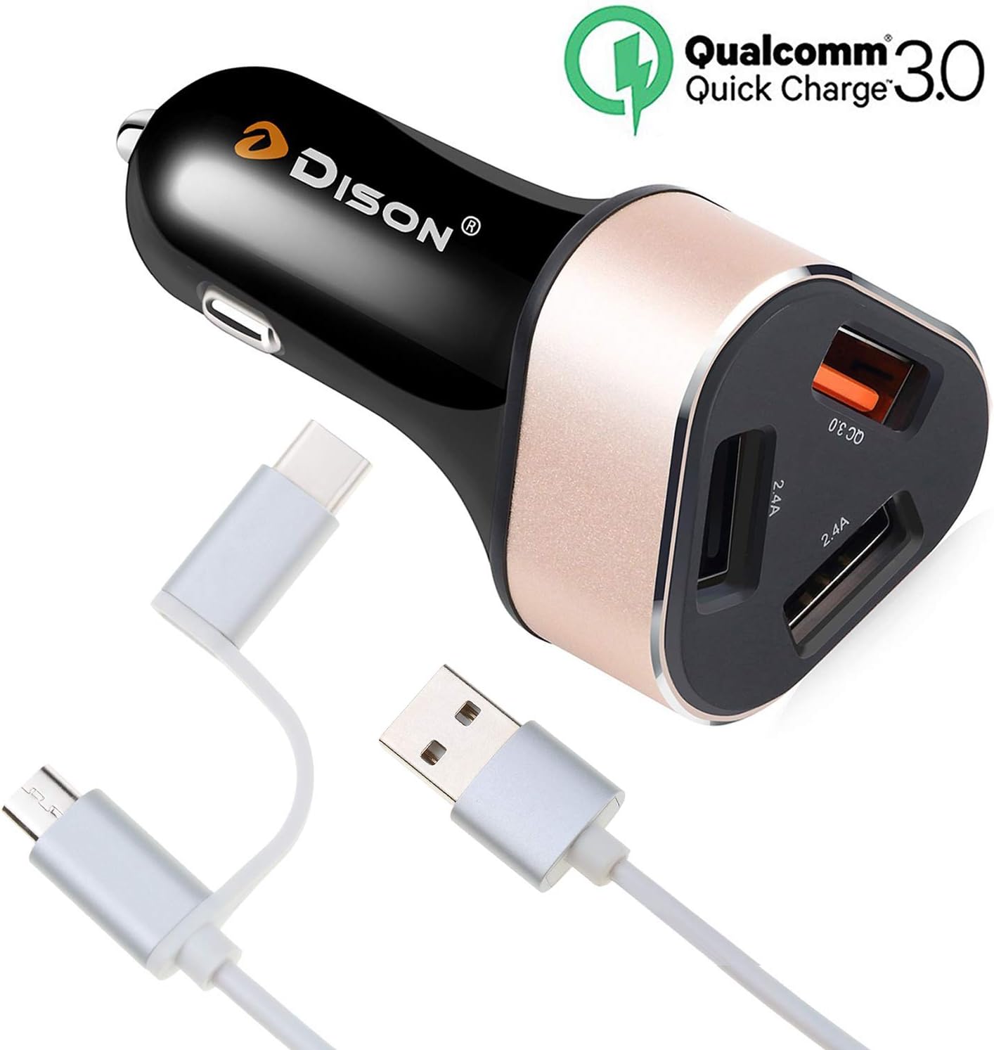 PTUNA - Wall Charger Adaptive Fast Charger for Samsung Galaxy S7/S7edge Charger, Micro USB 2.0 Cable Kit, 75% Increase in Charging Speed (Black, White 4 Piece Set) Upgraded Version