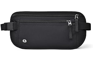 Dykly Travel Money Belt-Ultra-Slim RFID Blocking Travel Pouch - Waist Wallet for Passport Protection, Credit Card Security & 