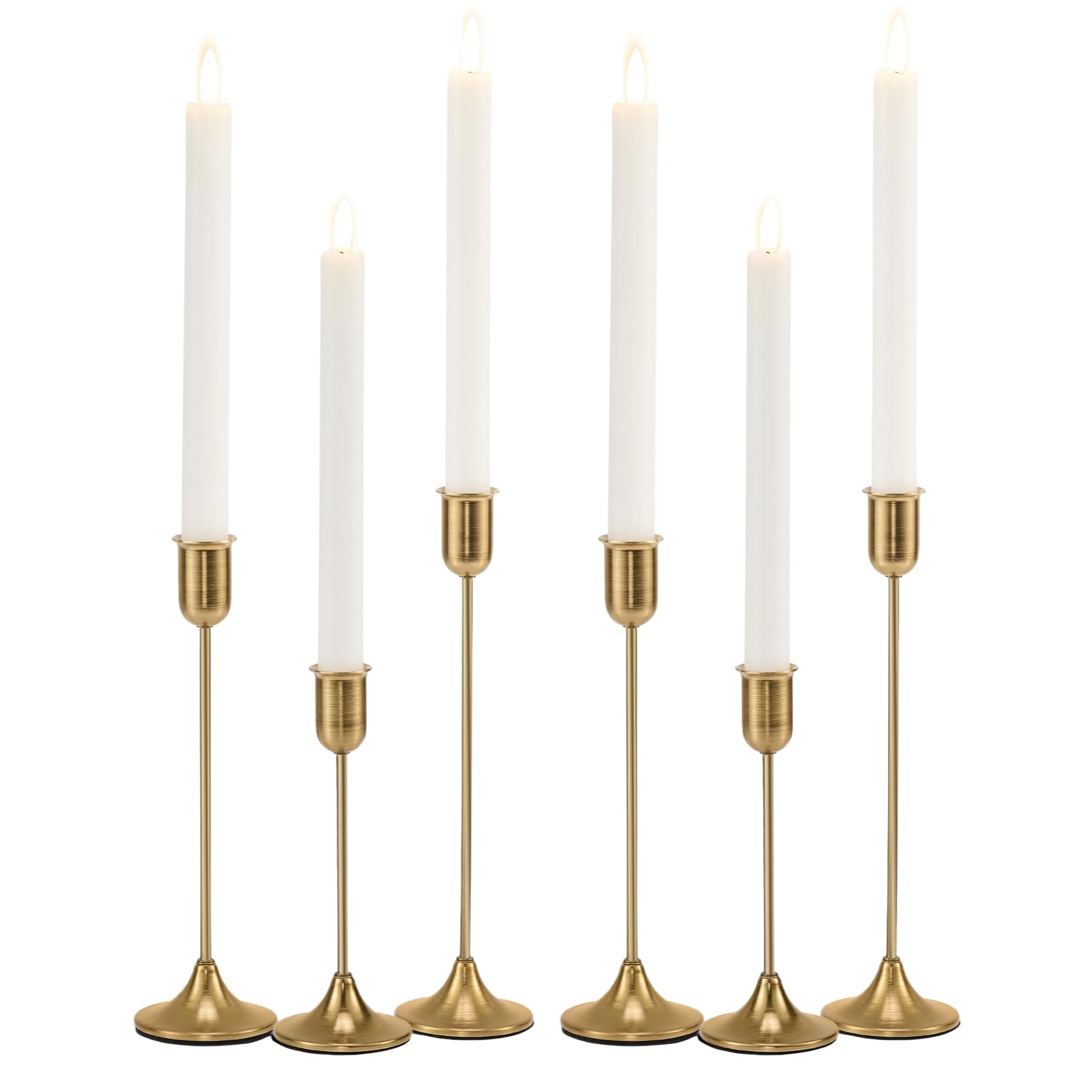 Photo 1 of Candlestick Holders, Taper Candle Holders Set of 6, Vintage Gold Candle Sticks Holder Decor for Table Centerpiece, Fireplace Mantel, Weddings & Housewarming Décor with Gift Box