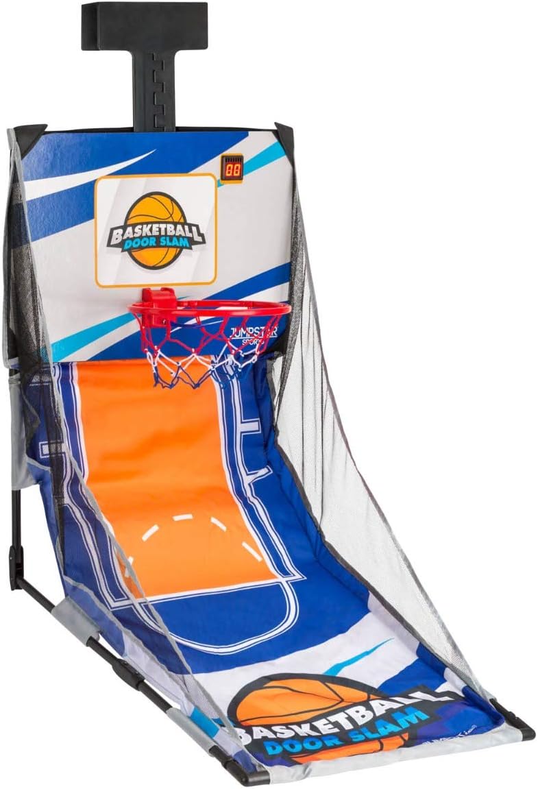 JUMPSTAR SPORTS Kids Basketball Shooting Game, Indoor Basketball Hoop For Door, Electronic Arcade Game, Stadium Sounds, 2 Balls & Pump