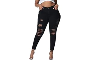 Gboomo Womens Plus Size Skinny Jeans Stretchy High Waisted Ankle Jean