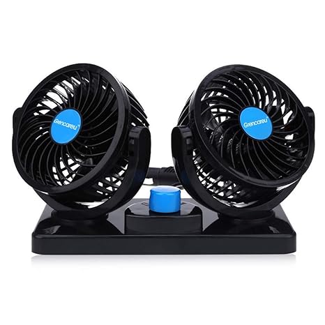 Doppellüfter 12 Volt Ventilator,2 Geschwindigkeiten Einstellbar Auto Lüfter 360 Grad Manuelle Drehung mit Zigarettenanzünder 