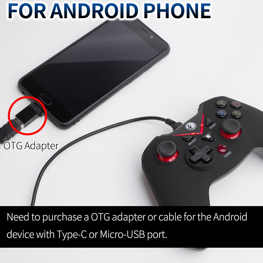 V-one Wired USB Gaming Controller Gamepad Joystick for PC (Windows XP/7/8/10/11) & Steam & Android & PS3 - Red