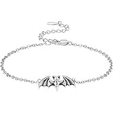 Palpitate Bat Bracelet Bat Gifts 925 Sterling Silver Bracelets Animal Gothic Halloween Jewelry Gift for Women Adjustable Chain