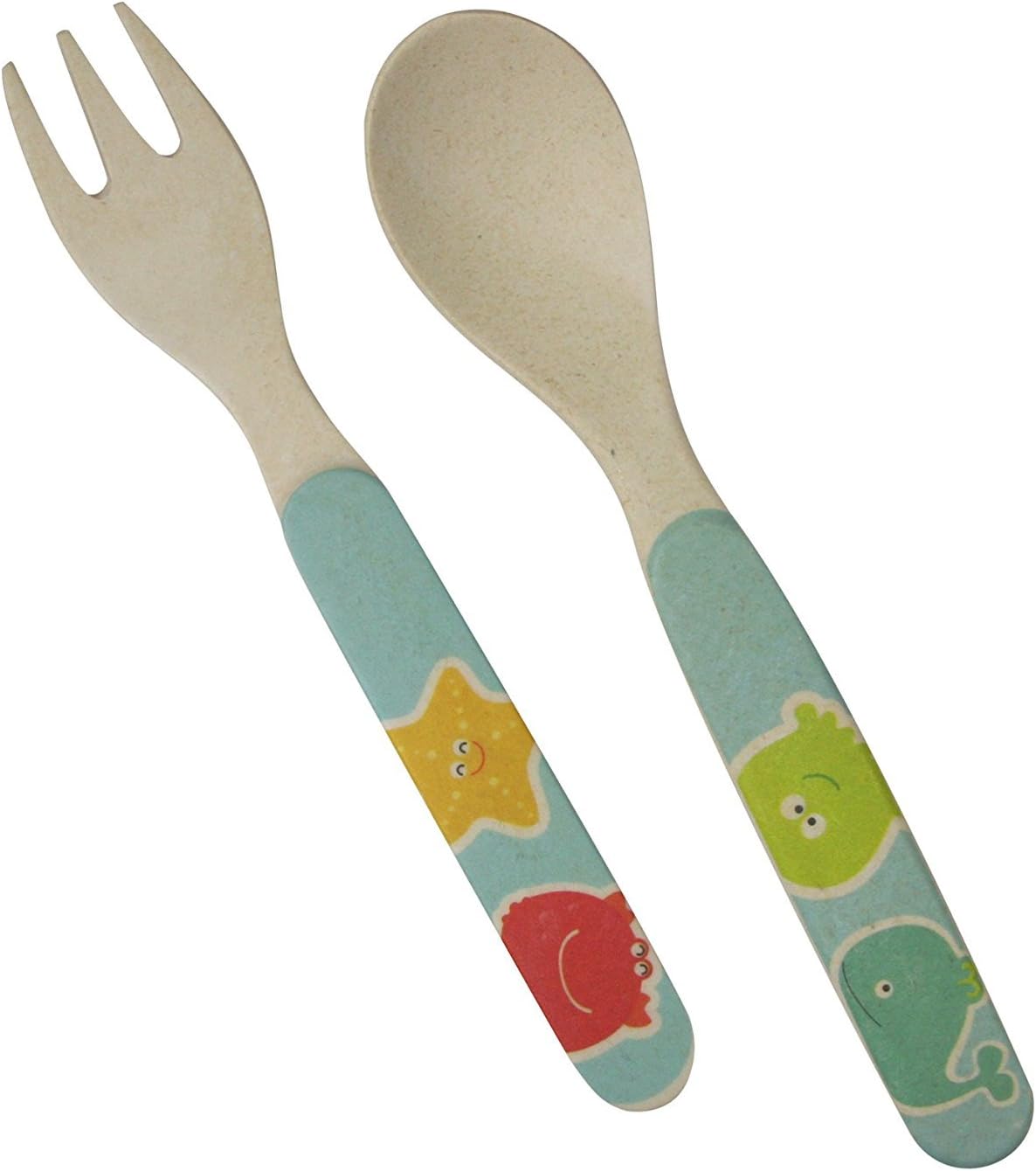 EcoBamboo Ware Kids Sea Utensil Set, Fork and Spoon