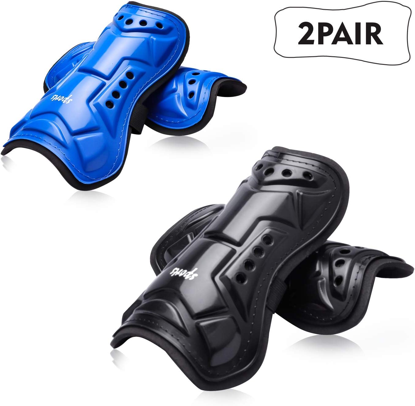 Youth Soccer Shin Guards, 2 Pair Lightweight and Breathable Child Calf Protective Gear Soccer Equipment for 12-16 Years Old Boys Girls Children Teenagers
