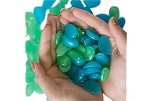 Stymx 520 PCS Glow Stones, Glow in Dark Gardon Glow Pebbles Luminous Rocks for Walkways Yard Aquarium Fish Tank Decoration Powered by Light and Solar (Green + Blue)
