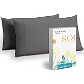 Carressa Linen 100% Egyptian Cotton Standard/Queen Size Pillow Cases Set of 2-800 Thread Count Pillow Cover - Soft, Breathable, Cooling Dark Grey Pillowcase Set of 2 for Standard/Queen Pillows
