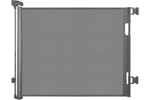 DEAR LOV Retractable Baby Gate for Stairs – 33” Height, Expands up to 55” Width – Safety Gate for Infants, Toddlers, Dogs & Pets – Easy Install, Secure Closure, Gray Mesh Design for Indoor & Outdoor Use