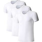 COLORFULLEAF Men's Undershirt Bamboo Rayon V Neck T Shirts Men Short Sleeve Moisture-Wicking Tees Slim Fit Underwear