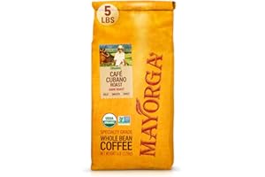 Mayorga Dark Roast Coffee 5lb bag Cubano Roast Coffee 100% Arabica Café Whole Coffee Beans - Smoothest Organic Coffee - Specialty Grade, Non-GMO, Direct Trade