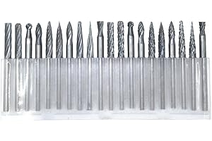 Yasumai 1/8" Shank Carbide Rotary Bit Files Tungsten Steel Solid Diamond Burrs Bits Set for Drilling Carving Engraving Woodwo