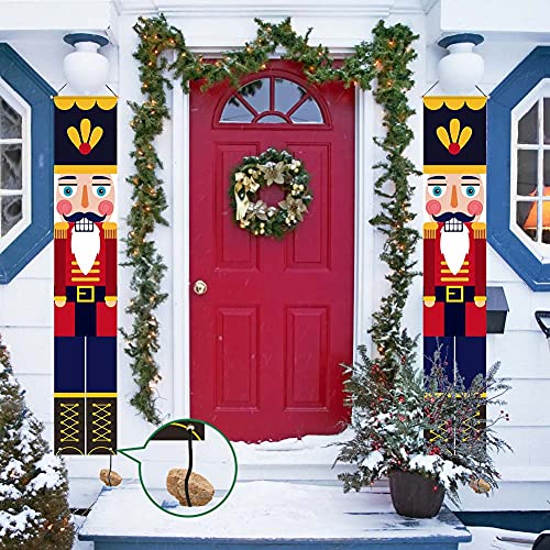 AMOR PRESENT Nutcracker Banner, Nutcracker Christmas Decorations Life Size Nutcracker Porch Sign for Indoor Outdoor Yard Garden Christmas Party Decoration