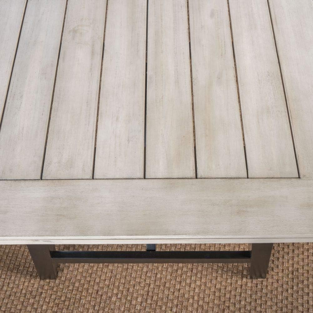 Christopher Knight Home Borocay Outdoor Acacia Wood Dining Table, Light Grey Wash Pu / Pu/Black : Garden & Outdoor