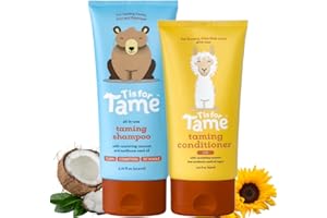 T is for Tame Baby Shampoo & Conditioner for Curls Bundle – Plant-Based Tear-Free Hair Care Set for Babies, Toddlers & Kids – Natural Frizz Control with Coconut Oil & Sunflower Seed Oils