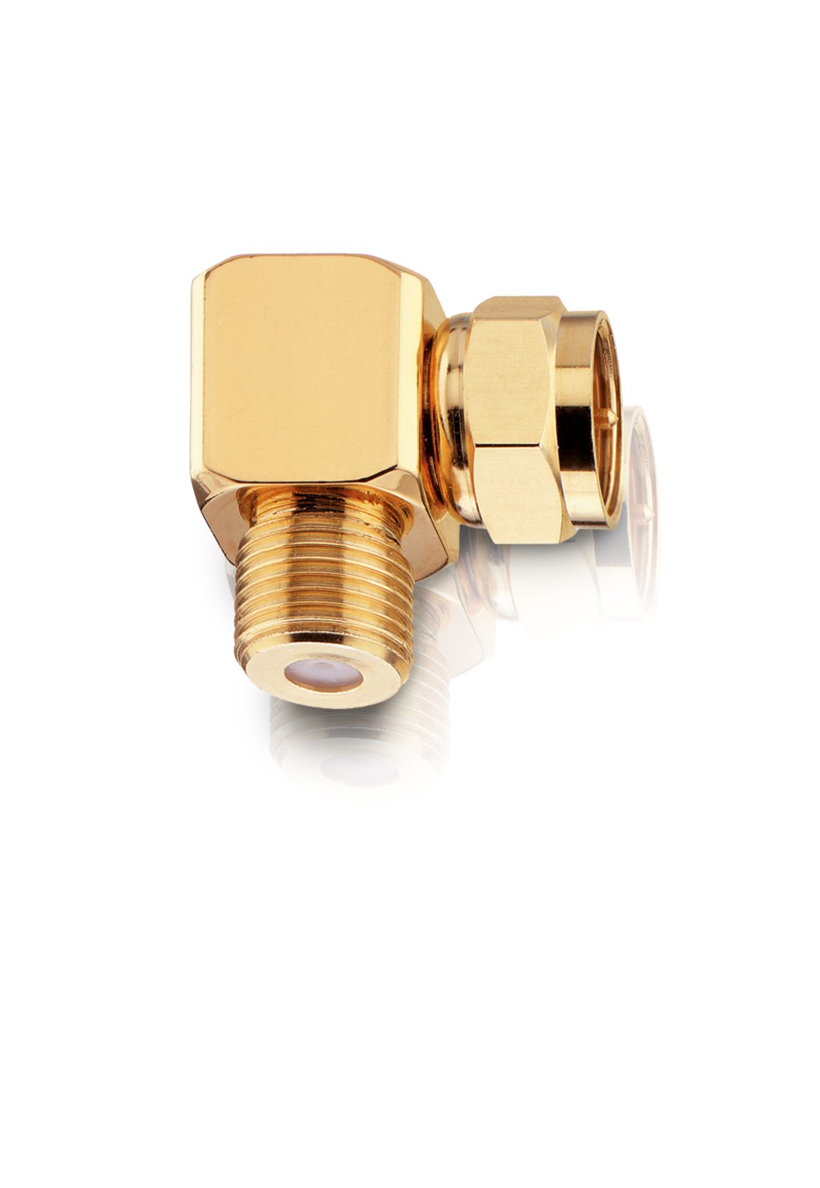 Oehlbach Antenna F-AD 90 Angled Adaptor for Aerial Cables with F-Connectors Gold